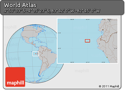 Gray Location Map of the Area around 4° 32' 58" S, 83° 13' 29" W