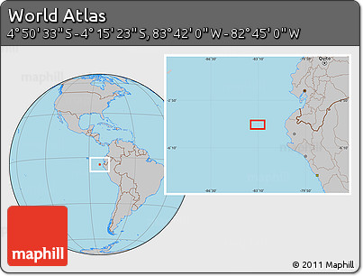 Gray Location Map of the Area around 4° 32' 58" S, 83° 13' 29" W