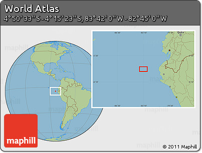 Savanna Style Location Map of the Area around 4° 32' 58" S, 83° 13' 29" W