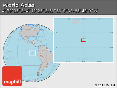 Gray Location Map of the Area around 4° 32' 58" S, 89° 10' 30" W