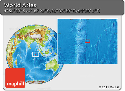 Physical Location Map of the Area around 4° 32' 58" S, 91° 1' 30" E