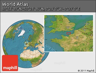 Satellite Location Map of the Area around 50° 7' 47" N, 0° 4' 30" E