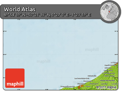 Physical Map of the Area around 50° 7' 47" N, 0° 55' 29" E