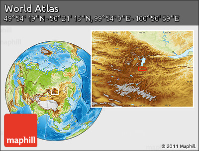 Physical Location Map of the Area around 50° 7' 47" N, 100° 22' 30" E