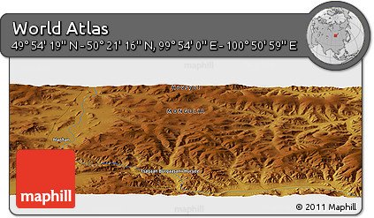 Physical Panoramic Map of the Area around 50° 7' 47" N, 100° 22' 30" E