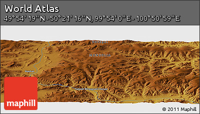 Physical Panoramic Map of the Area around 50° 7' 47" N, 100° 22' 30" E