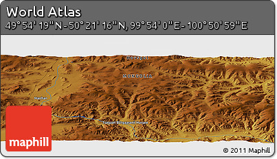 Physical Panoramic Map of the Area around 50° 7' 47" N, 100° 22' 30" E