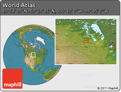 Satellite Location Map of the Area around 50° 7' 47" N, 100° 13' 29" W
