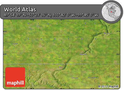 Satellite Map of the Area around 50° 7' 47" N, 100° 13' 29" W