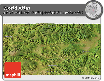 Satellite 3D Map of the Area around 50° 7' 47" N, 101° 13' 29" E