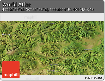 Satellite 3D Map of the Area around 50° 7' 47" N, 101° 13' 29" E
