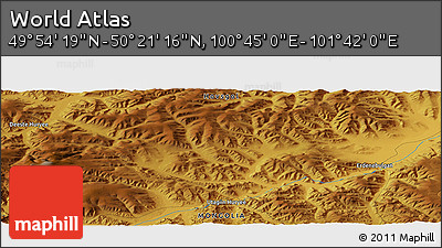 Physical Panoramic Map of the Area around 50° 7' 47" N, 101° 13' 29" E