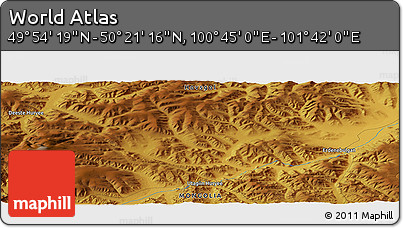 Physical Panoramic Map of the Area around 50° 7' 47" N, 101° 13' 29" E