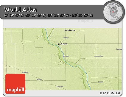Physical 3D Map of the Area around 50° 7' 47" N, 101° 4' 29" W