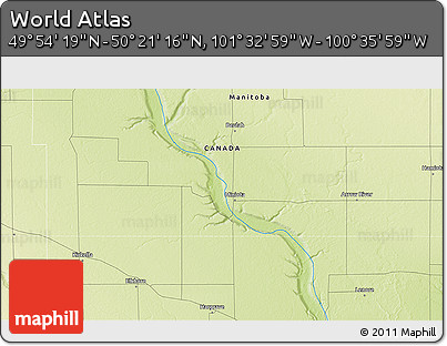 Physical 3D Map of the Area around 50° 7' 47" N, 101° 4' 29" W