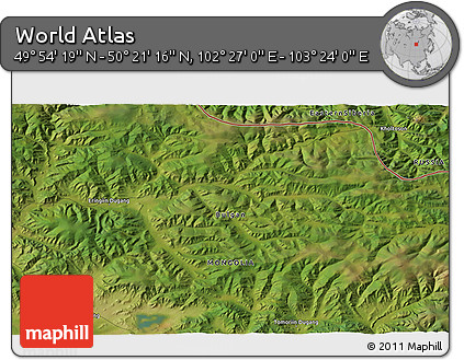 Satellite 3D Map of the Area around 50° 7' 47" N, 102° 55' 30" E