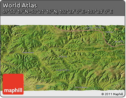 Satellite 3D Map of the Area around 50° 7' 47" N, 102° 55' 30" E