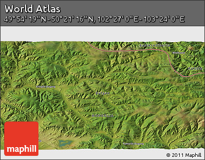 Satellite 3D Map of the Area around 50° 7' 47" N, 102° 55' 30" E
