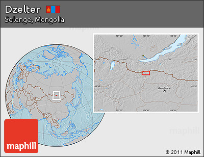 Gray Location Map of Dzelter, hill shading