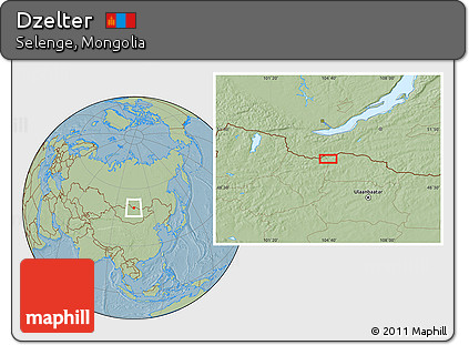 Savanna Style Location Map of Dzelter, hill shading