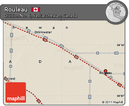 Shaded Relief Map of Rouleau