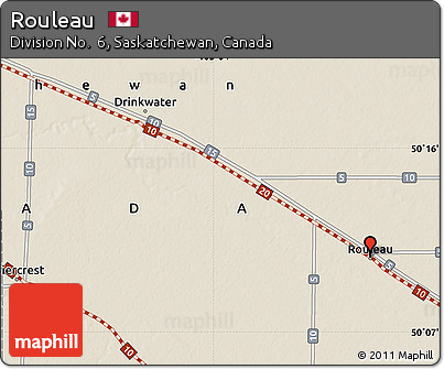 Shaded Relief Map of Rouleau
