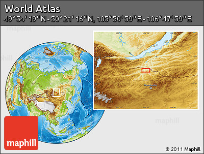 Physical Location Map of the Area around 50° 7' 47" N, 106° 19' 29" E