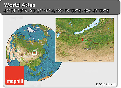 Satellite Location Map of the Area around 50° 7' 47" N, 106° 19' 29" E