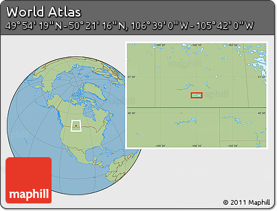 Savanna Style Location Map of the Area around 50° 7' 47" N, 106° 10' 30" W