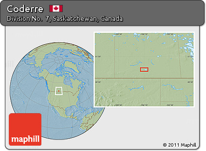 Savanna Style Location Map of Coderre, hill shading