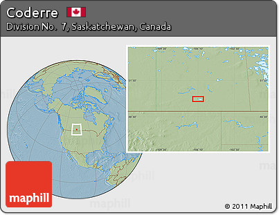 Savanna Style Location Map of Coderre, hill shading