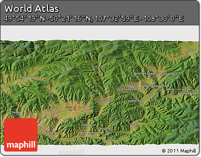 Satellite 3D Map of the Area around 50° 7' 47" N, 108° 1' 30" E