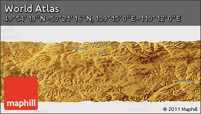 Physical Panoramic Map of the Area around 50° 7' 47" N, 109° 43' 29" E