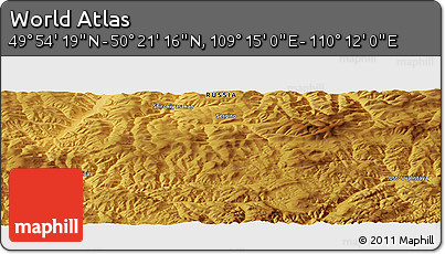 Physical Panoramic Map of the Area around 50° 7' 47" N, 109° 43' 29" E