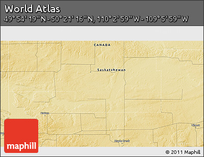 Physical 3D Map of the Area around 50° 7' 47" N, 109° 34' 29" W