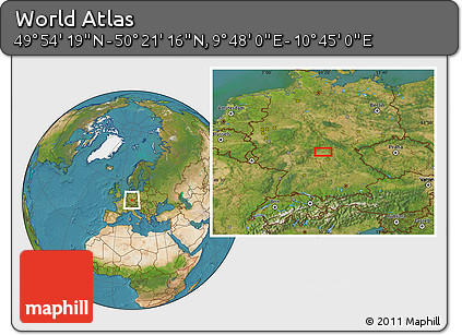 Satellite Location Map of the Area around 50° 7' 47" N, 10° 16' 30" E