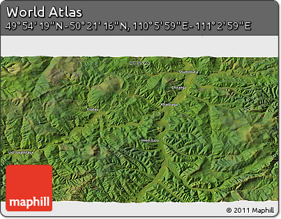 Satellite 3D Map of the Area around 50° 7' 47" N, 110° 34' 29" E