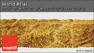 Physical Panoramic Map of the Area around 50° 7' 47" N, 110° 34' 29" E