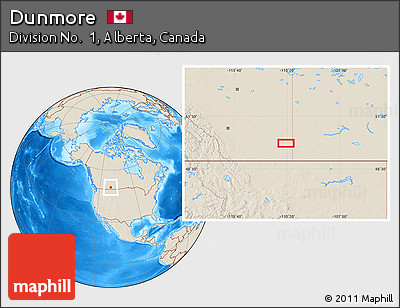 Shaded Relief Location Map of Dunmore