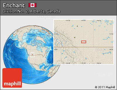 Shaded Relief Location Map of Enchant