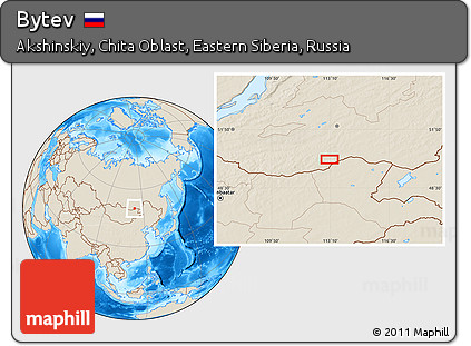 Shaded Relief Location Map of Bytev