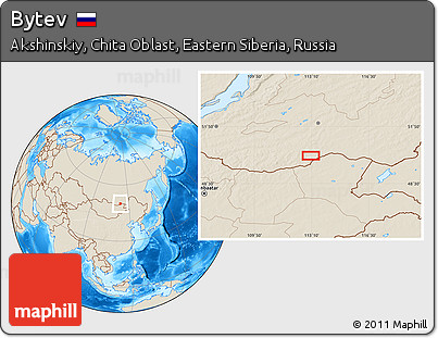 Shaded Relief Location Map of Bytev