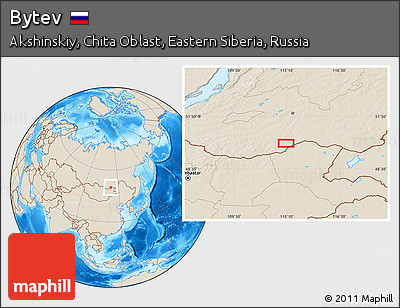 Shaded Relief Location Map of Bytev