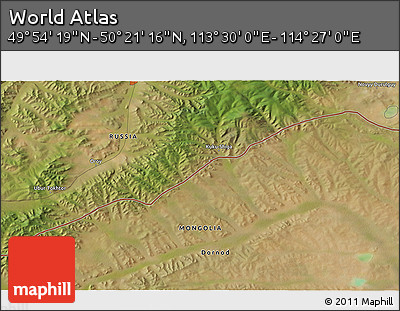 Satellite 3D Map of the Area around 50° 7' 47" N, 113° 58' 29" E