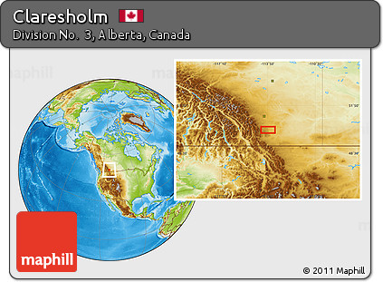 Physical Location Map of Claresholm