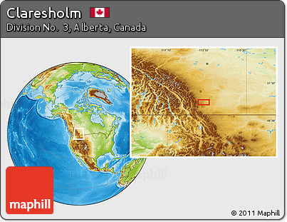Physical Location Map of Claresholm