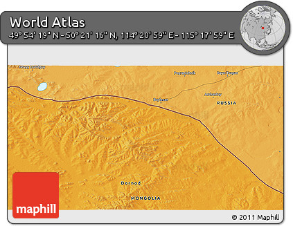 Political 3D Map of the Area around 50° 7' 47" N, 114° 49' 29" E