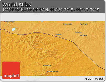 Political 3D Map of the Area around 50° 7' 47" N, 114° 49' 29" E