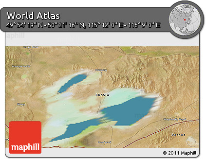 Satellite 3D Map of the Area around 50° 7' 47" N, 115° 40' 30" E