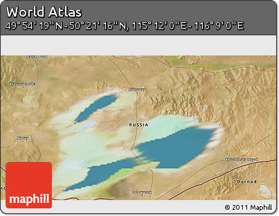 Satellite 3D Map of the Area around 50° 7' 47" N, 115° 40' 30" E
